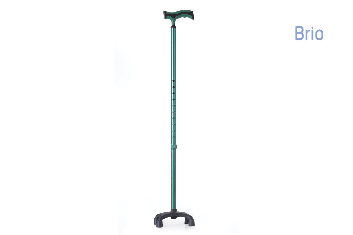 Bastone in alluminio anodizzato colorato, puntale con base a quadripode – Brio