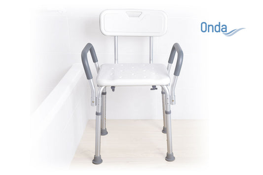 Sedile da doccia con braccioli imbottiti – Con schienale – Serie Onda