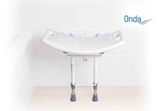 Sedile per doccia da parete con piedi di appoggio al pavimento – Serie Onda