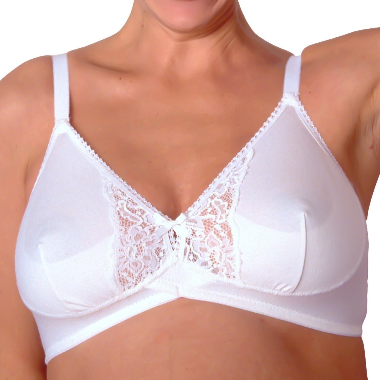 Reggiseno Premaman in Cotone con Pizzo Coppa C Bianco