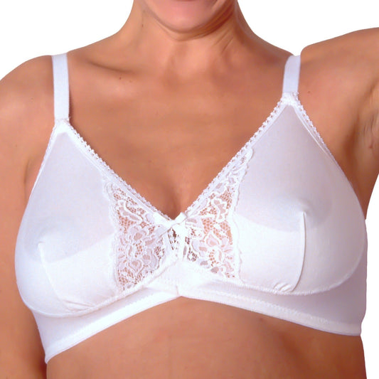 Reggiseno Premaman in Cotone con Pizzo Coppa C Bianco
