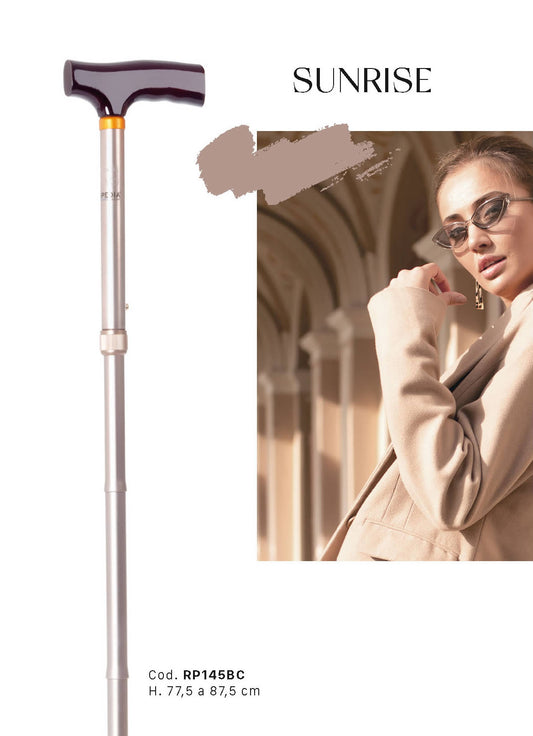 Bastone pieghevole in alluminio anodizzato con puntali antiscivolo – Regolabile in altezza – Colore Bronzo – Brio