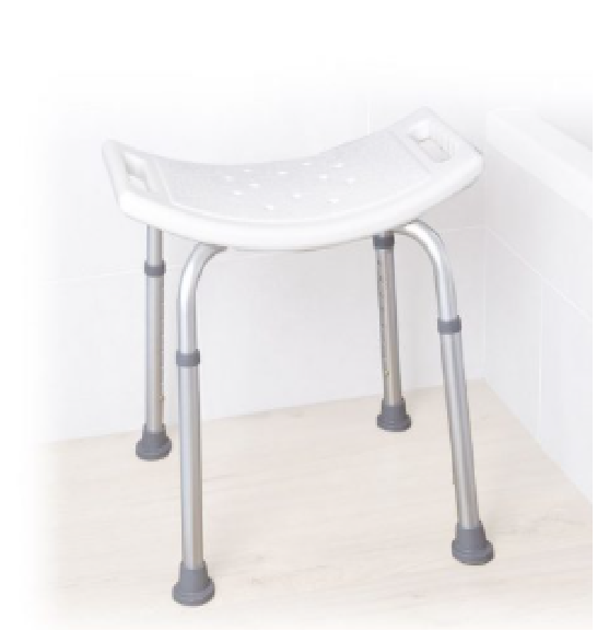 Sedile per doccia in alluminio anodizzato – Seduta ergonomica in HDPE (polietilene ad alta densità) – Senza schienale – Serie Onda