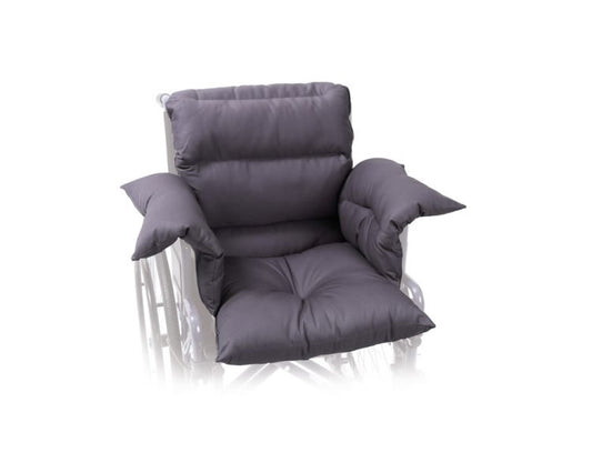 Cuscino in fibra cava siliconata – Set 3 elementi: cuscino, dorsale e coppia braccioli con cerniera disinnestabili