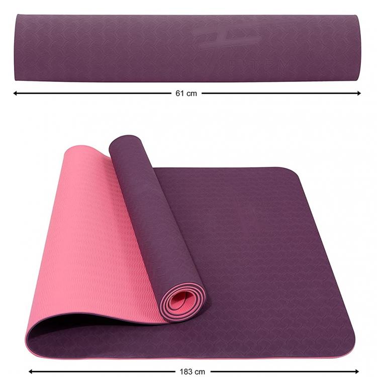 Tappetino Pilates Tappeto Yoga Materassino Fitness Gomma Tpe 6mm Bicolore Rosso