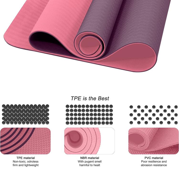 Tappetino Pilates Tappeto Yoga Materassino Fitness Gomma Tpe 6mm Bicolore Viola