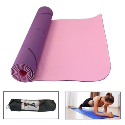 Tappetino Pilates Tappeto Yoga Materassino Fitness Gomma Tpe 6mm Bicolore Viola